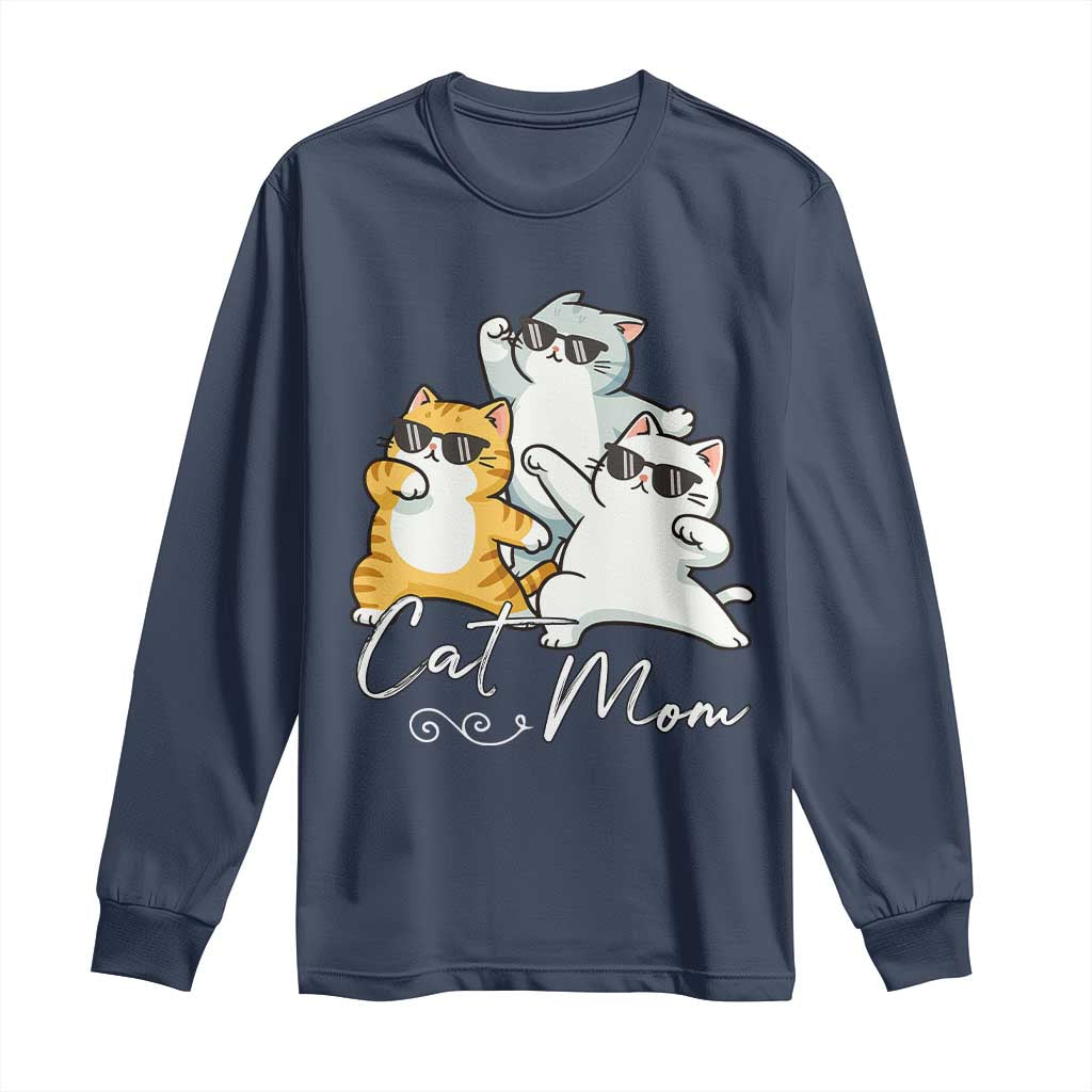Cat Mom Long Sleeve Shirt Three Cool Cats with Sunglasses - Wonder Print Shop