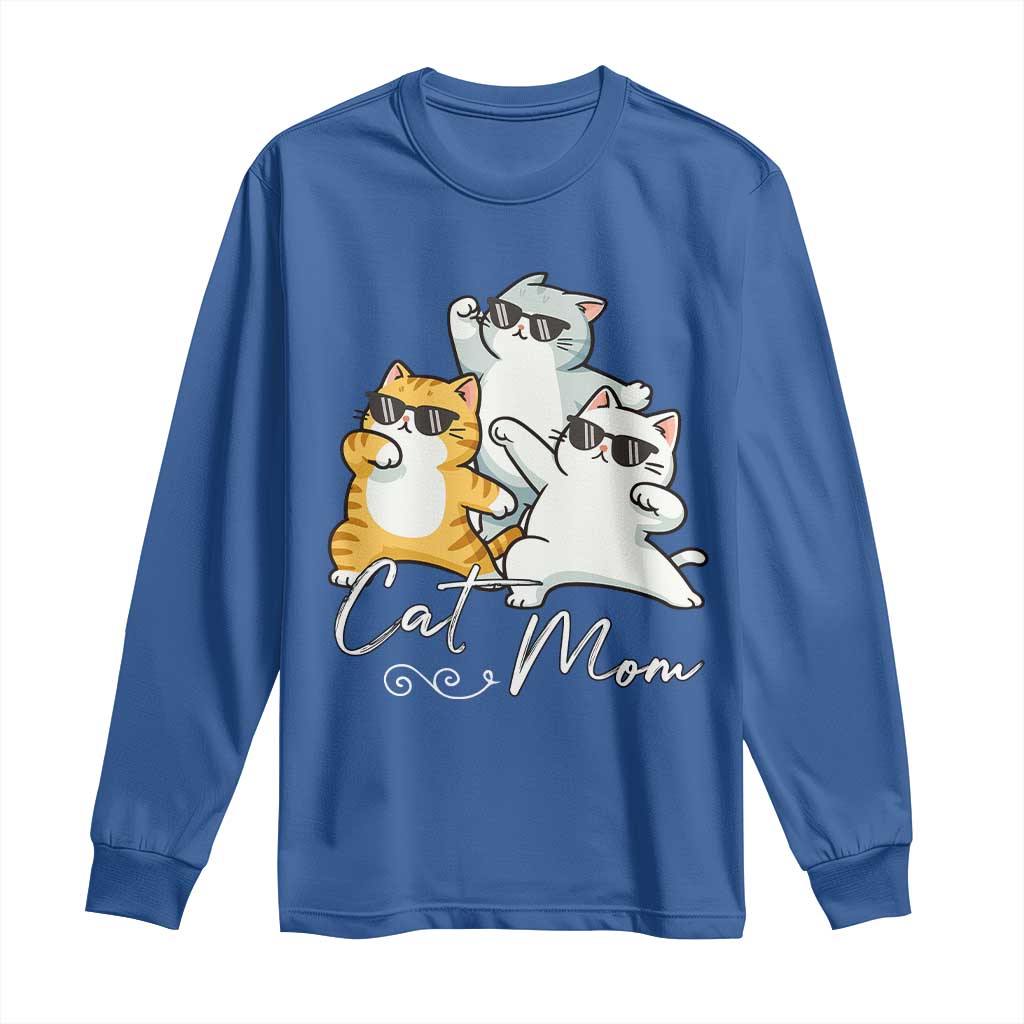 Cat Mom Long Sleeve Shirt Three Cool Cats with Sunglasses - Wonder Print Shop