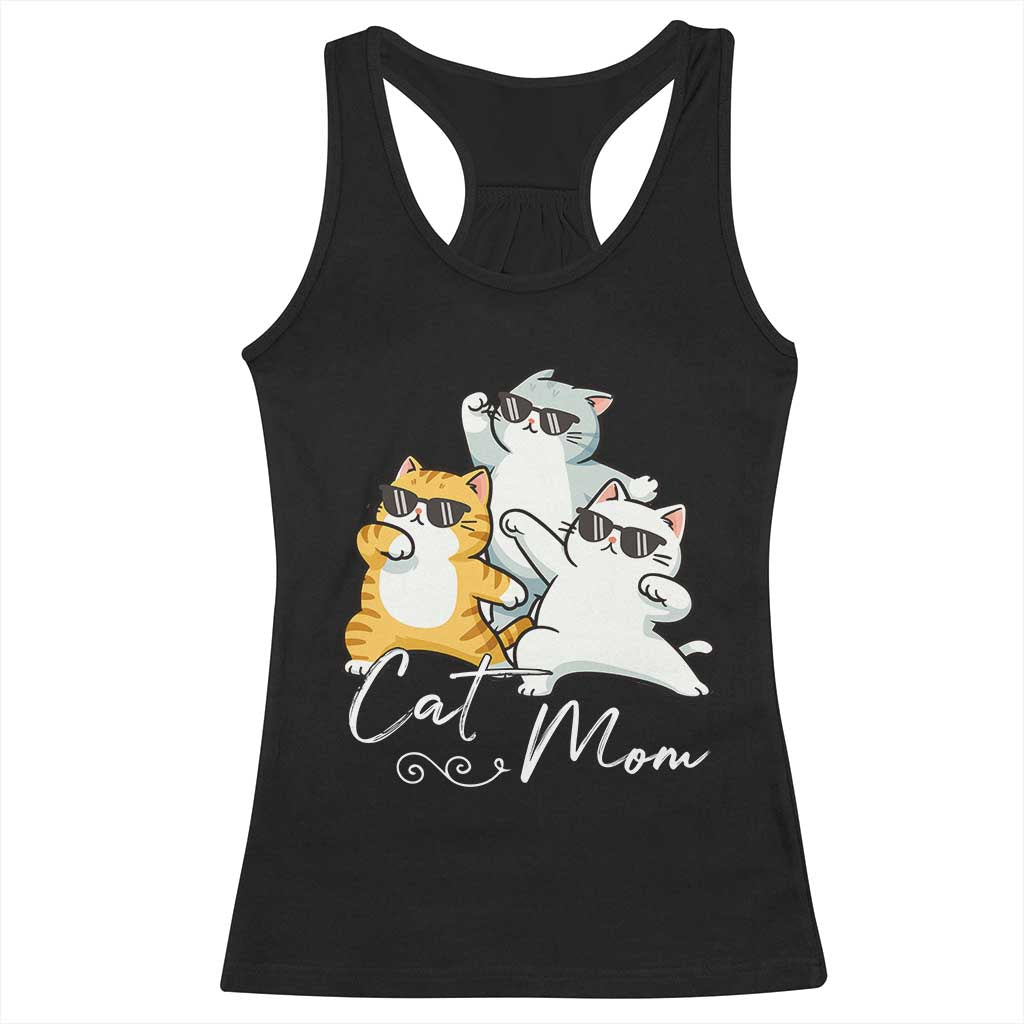 Cat Mom Racerback Tank Top Three Cool Cats with Sunglasses - Wonder Print Shop