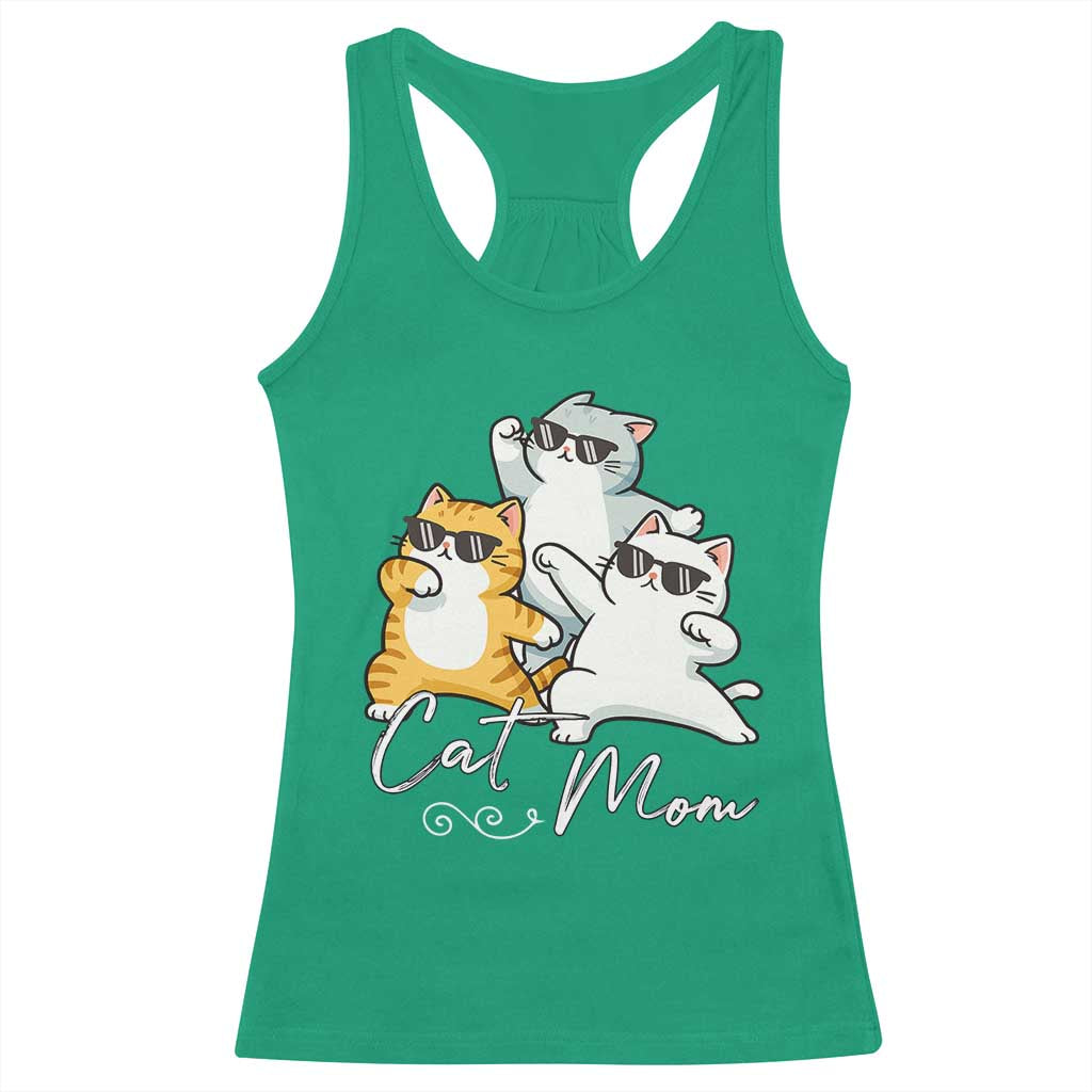 Cat Mom Racerback Tank Top Three Cool Cats with Sunglasses - Wonder Print Shop