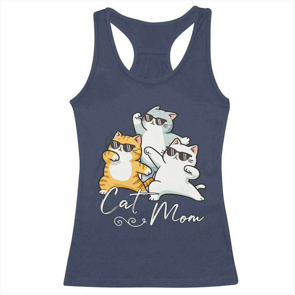 Cat Mom Racerback Tank Top Three Cool Cats with Sunglasses - Wonder Print Shop