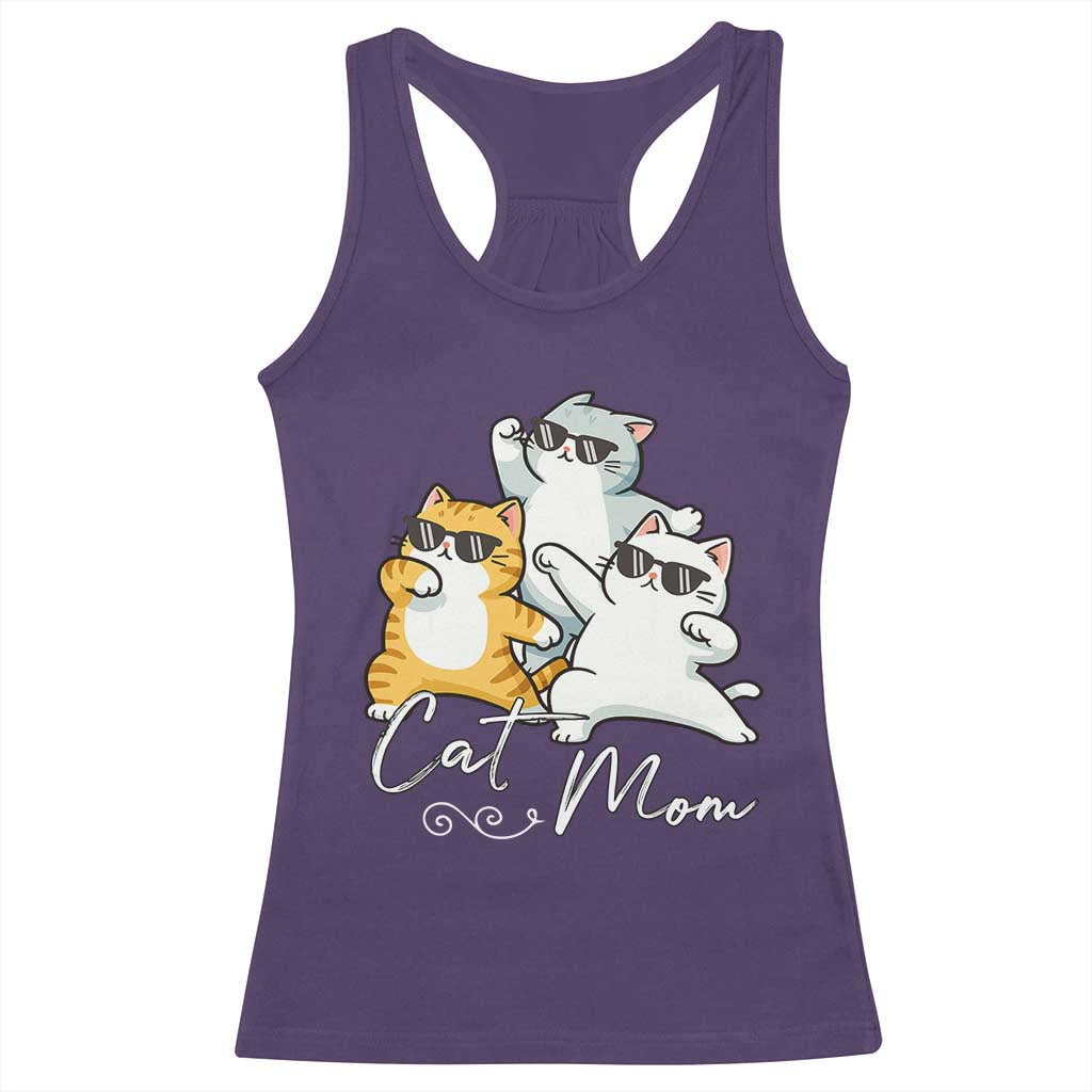 Cat Mom Racerback Tank Top Three Cool Cats with Sunglasses - Wonder Print Shop
