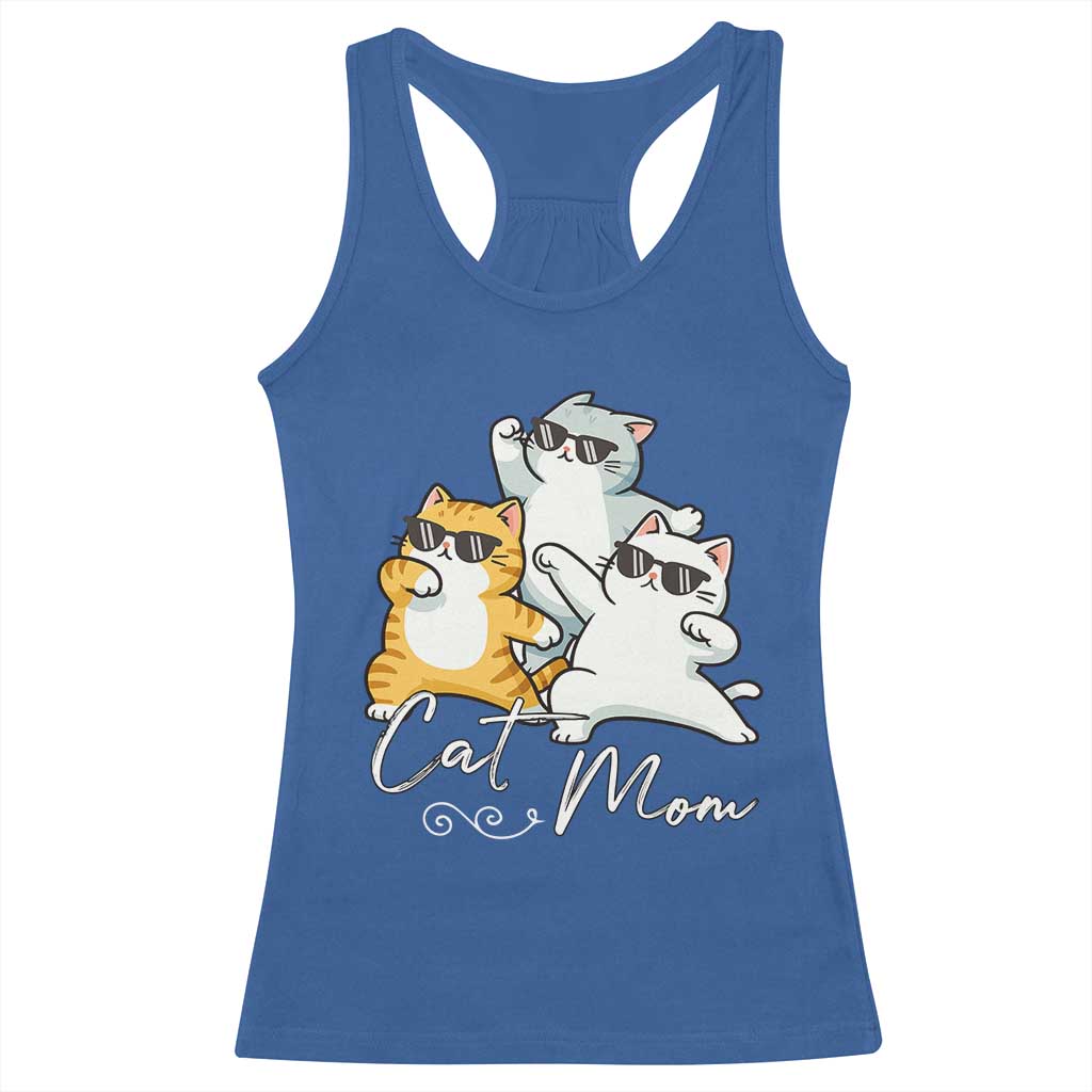 Cat Mom Racerback Tank Top Three Cool Cats with Sunglasses - Wonder Print Shop