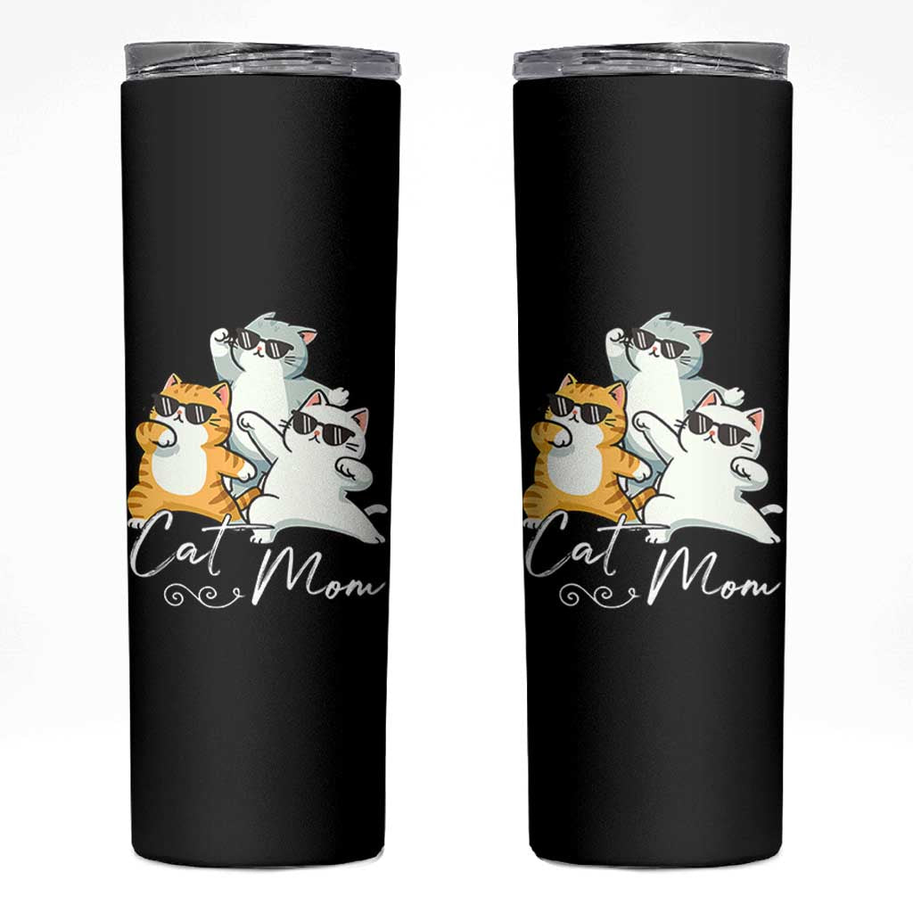 Cat Mom Skinny Tumbler Three Cool Cats with Sunglasses