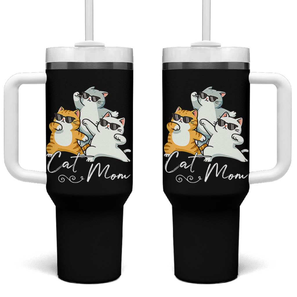 Cat Mom Tumbler With Handle Three Cool Cats with Sunglasses