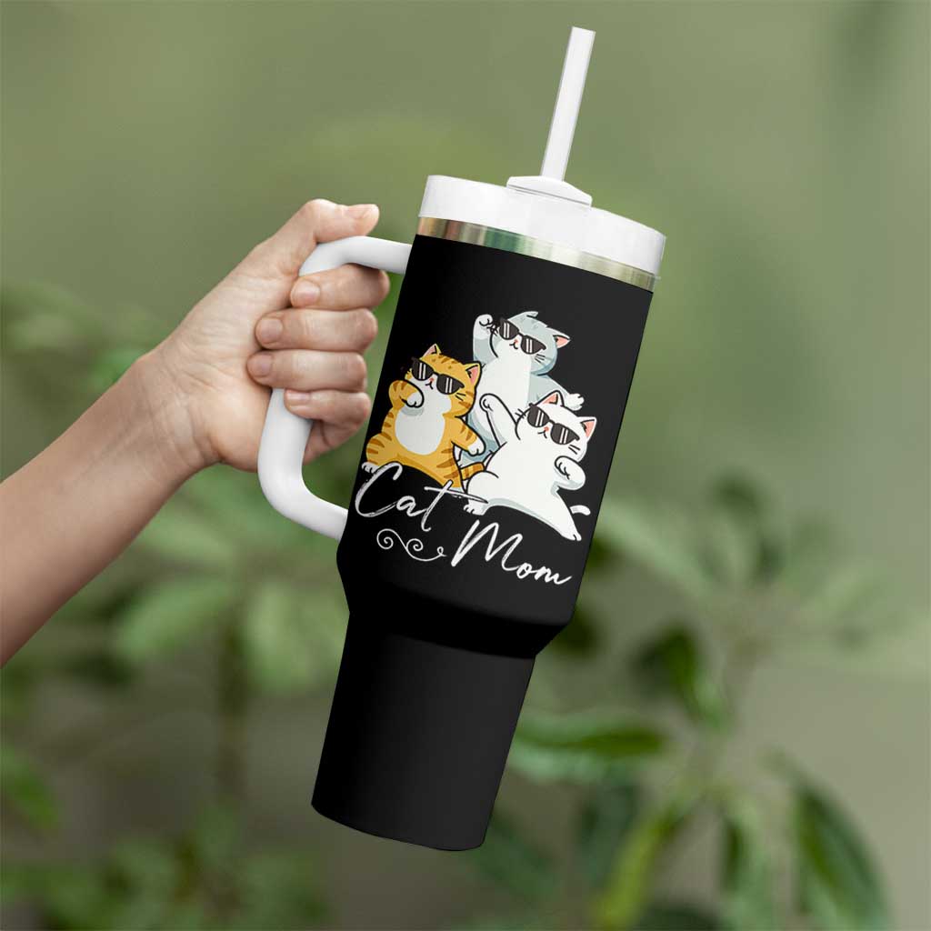 Cat Mom Tumbler With Handle Three Cool Cats with Sunglasses