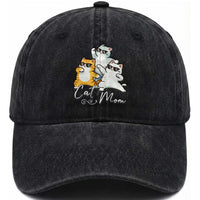 Cat Mom Washed Cotton Baseball Cap Three Cool Cats with Sunglasses