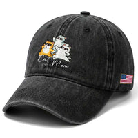 Cat Mom Washed Cotton Baseball Cap Three Cool Cats with Sunglasses