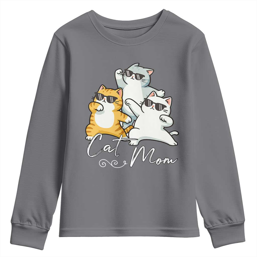 Cat Mom Youth Sweatshirt Three Cool Cats with Sunglasses - Wonder Print Shop