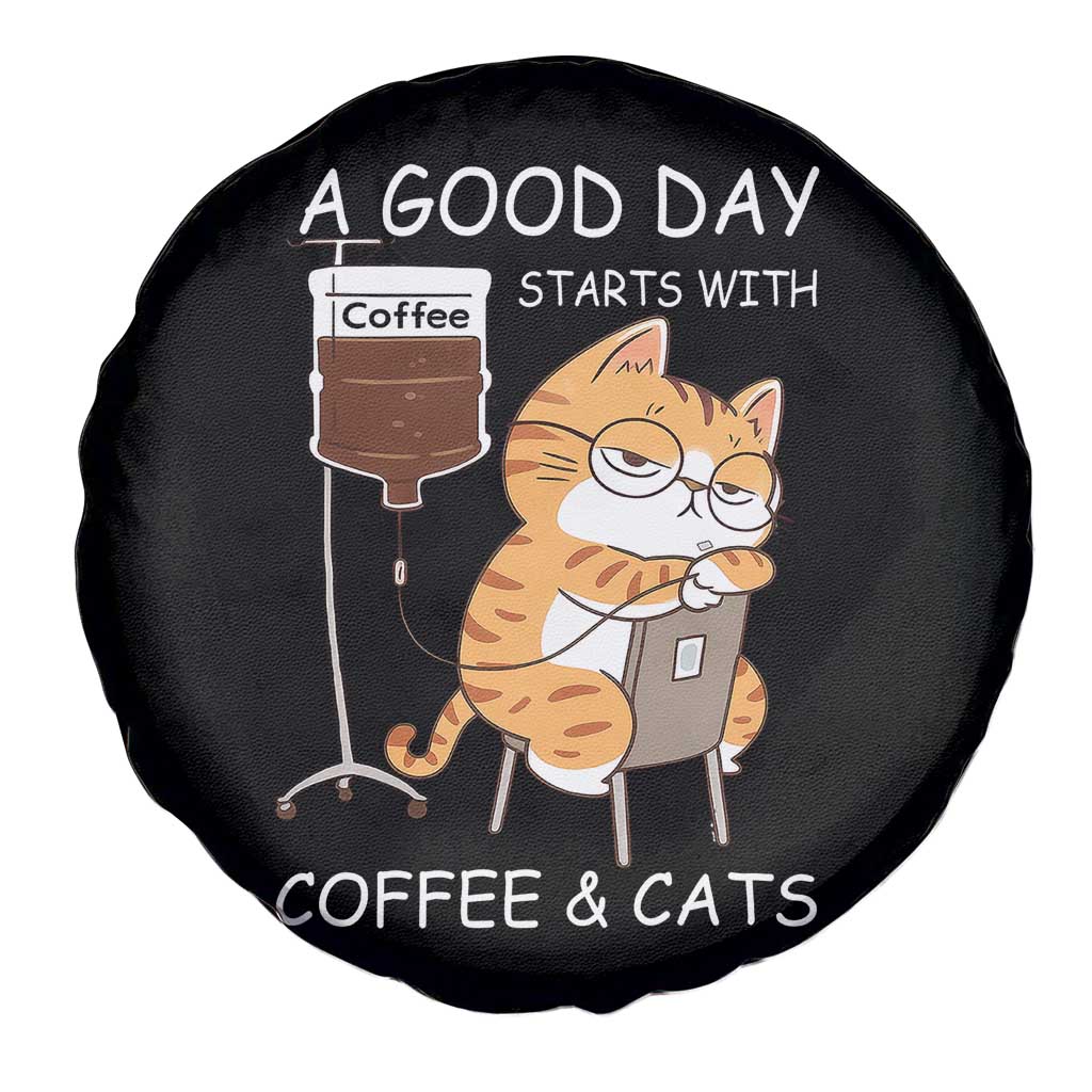A Good Day Starts With Coffee And Cats Spare Tire Cover Funny Purrfect Morning - Wonder Print Shop