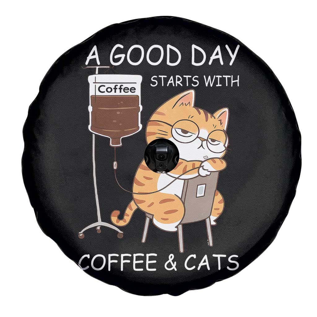 A Good Day Starts With Coffee And Cats Spare Tire Cover Funny Purrfect Morning - Wonder Print Shop