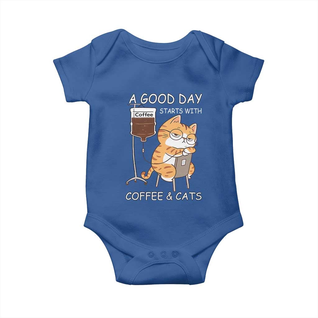A Good Day Starts With Coffee And Cats Baby Onesie Funny Purrfect Morning - Wonder Print Shop