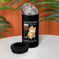 A Good Day Starts With Coffee And Cats 4 in 1 Can Cooler Tumbler Funny Purrfect Morning