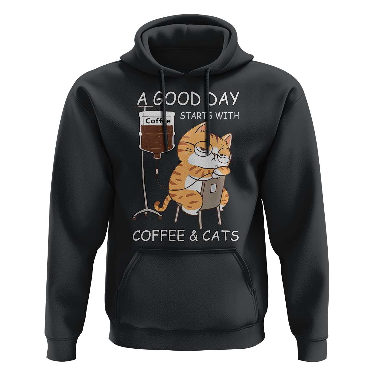 A Good Day Starts With Coffee And Cats Hoodie Funny Purrfect Morning - Wonder Print Shop