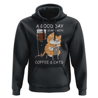 A Good Day Starts With Coffee And Cats Hoodie Funny Purrfect Morning - Wonder Print Shop