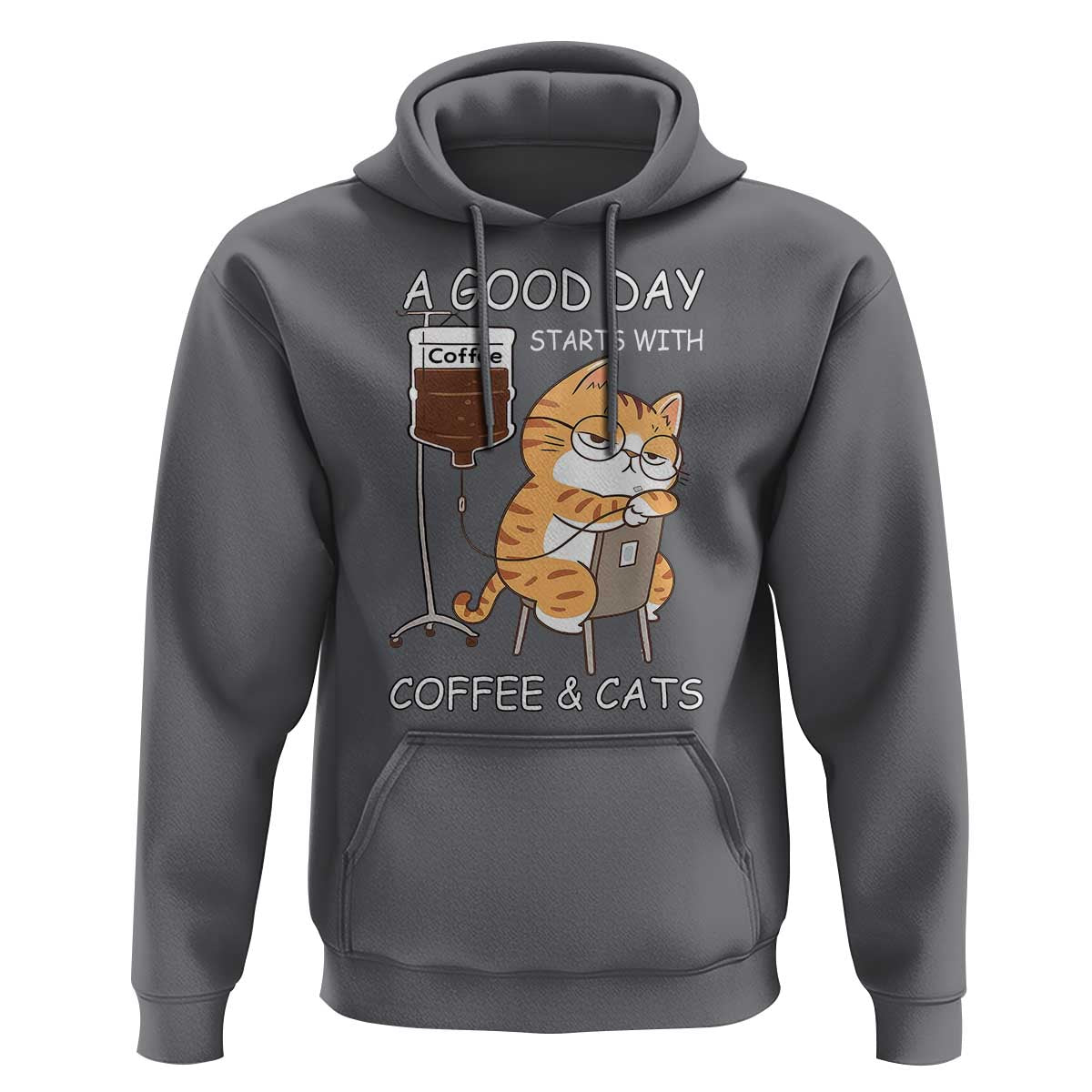 A Good Day Starts With Coffee And Cats Hoodie Funny Purrfect Morning - Wonder Print Shop