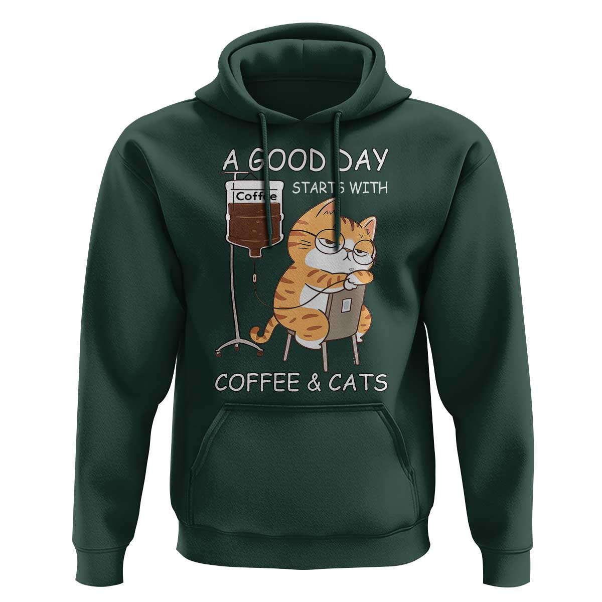A Good Day Starts With Coffee And Cats Hoodie Funny Purrfect Morning - Wonder Print Shop