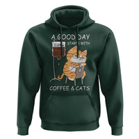A Good Day Starts With Coffee And Cats Hoodie Funny Purrfect Morning - Wonder Print Shop