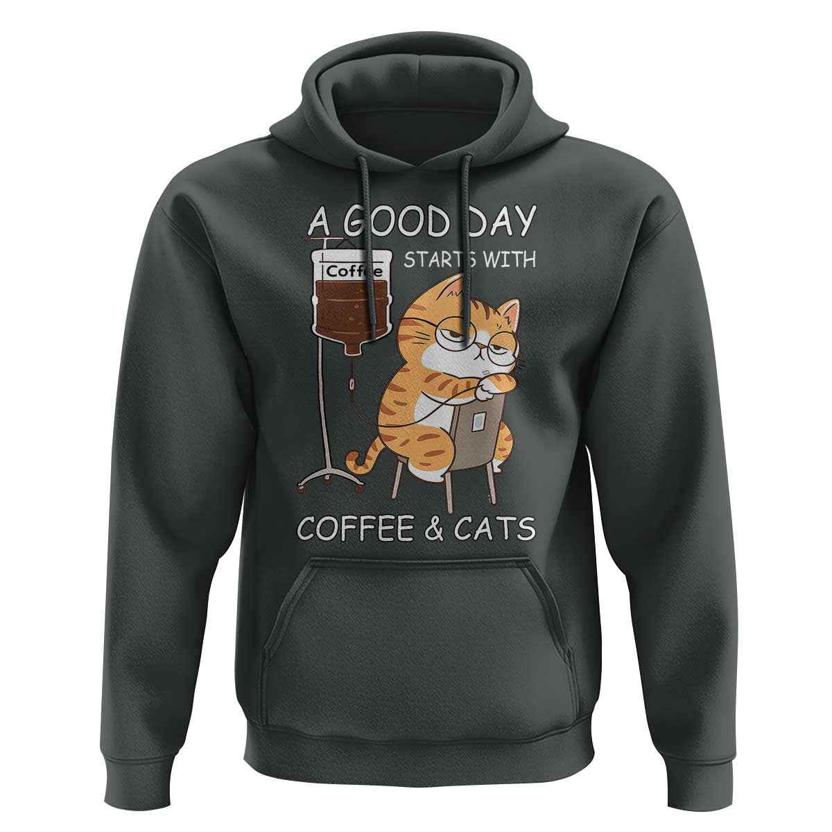 A Good Day Starts With Coffee And Cats Hoodie Funny Purrfect Morning - Wonder Print Shop