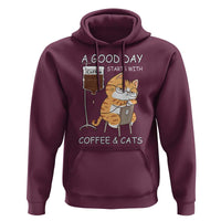 A Good Day Starts With Coffee And Cats Hoodie Funny Purrfect Morning - Wonder Print Shop