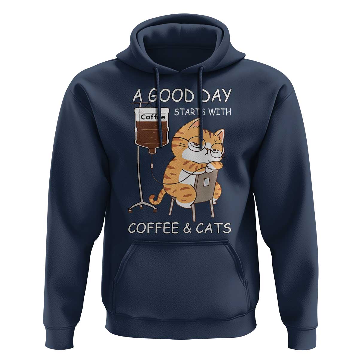 A Good Day Starts With Coffee And Cats Hoodie Funny Purrfect Morning - Wonder Print Shop