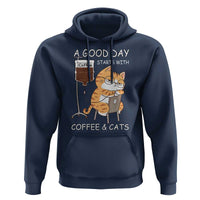 A Good Day Starts With Coffee And Cats Hoodie Funny Purrfect Morning - Wonder Print Shop