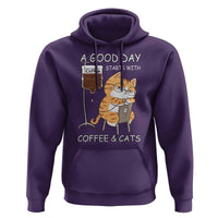 A Good Day Starts With Coffee And Cats Hoodie Funny Purrfect Morning - Wonder Print Shop