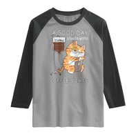 A Good Day Starts With Coffee And Cats Raglan Shirt Funny Purrfect Morning - Wonder Print Shop