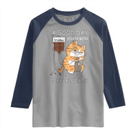 A Good Day Starts With Coffee And Cats Raglan Shirt Funny Purrfect Morning - Wonder Print Shop