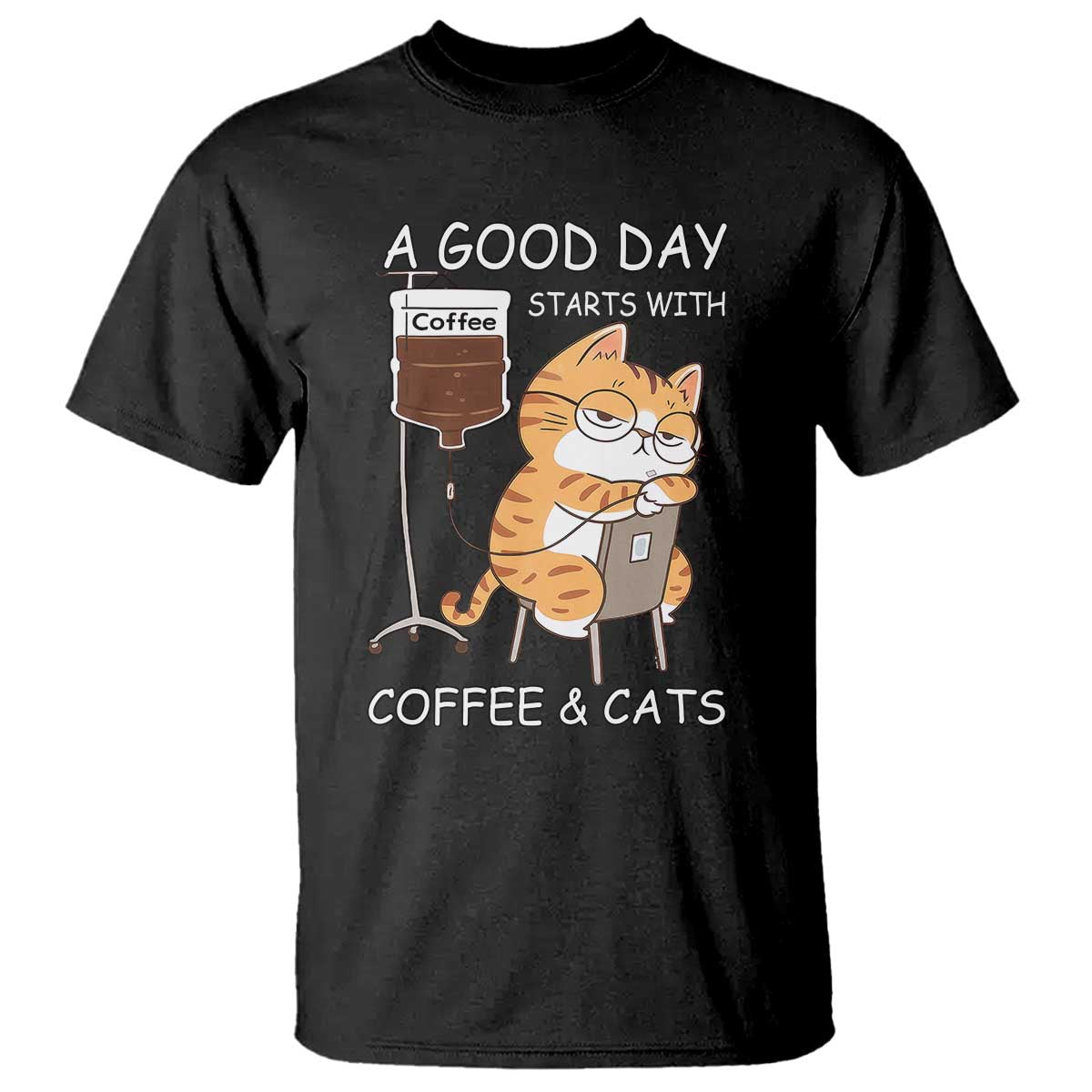 A Good Day Starts With Coffee And Cats T Shirt Funny Purrfect Morning - Wonder Print Shop