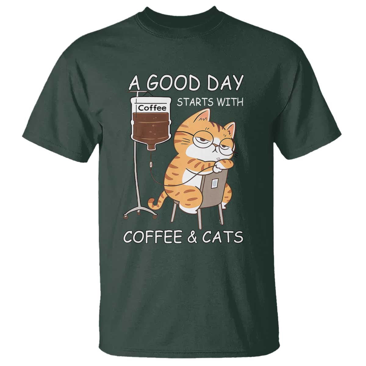 A Good Day Starts With Coffee And Cats T Shirt Funny Purrfect Morning - Wonder Print Shop