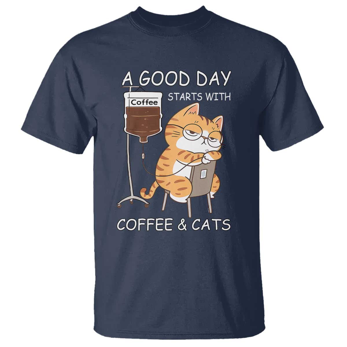A Good Day Starts With Coffee And Cats T Shirt Funny Purrfect Morning - Wonder Print Shop