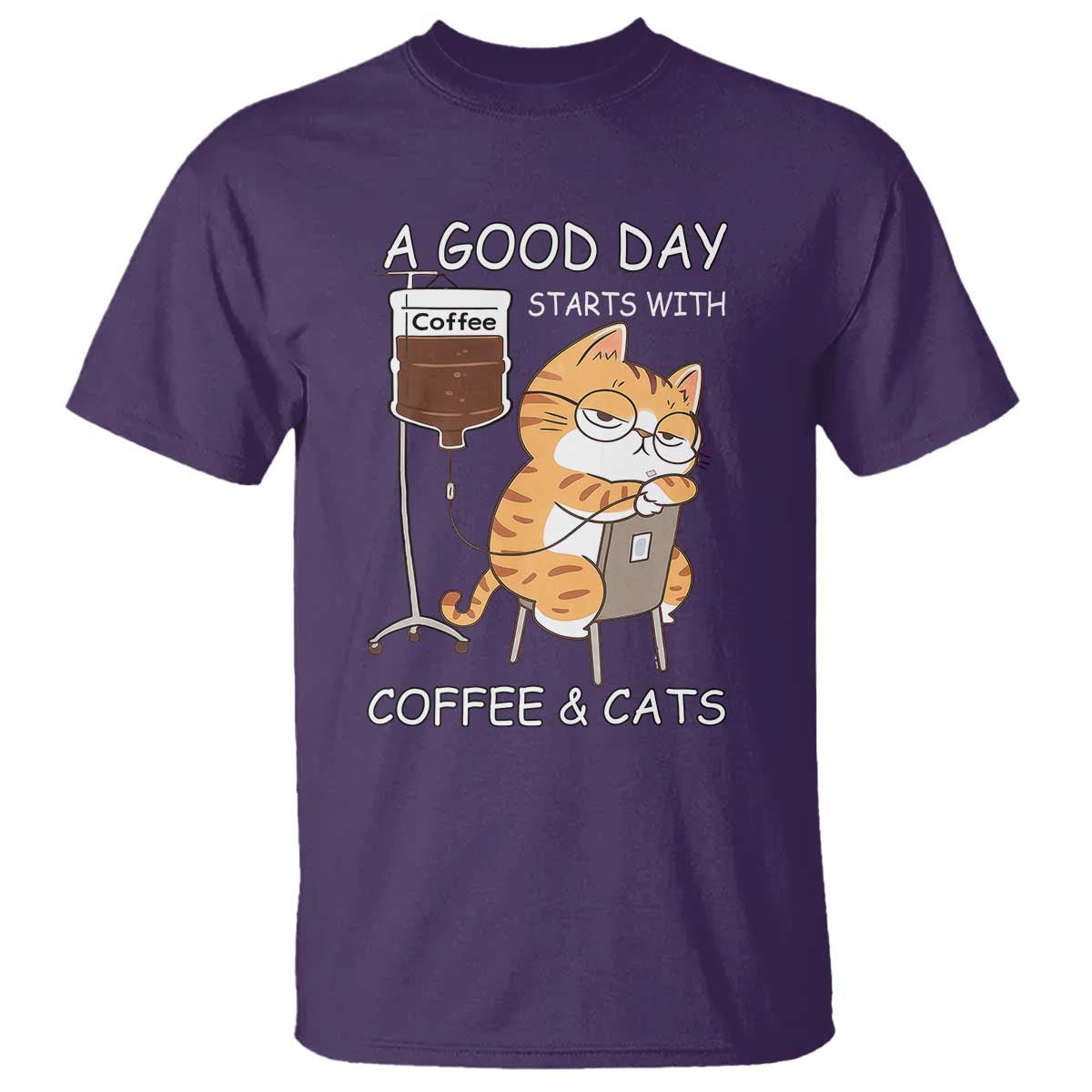 A Good Day Starts With Coffee And Cats T Shirt Funny Purrfect Morning - Wonder Print Shop