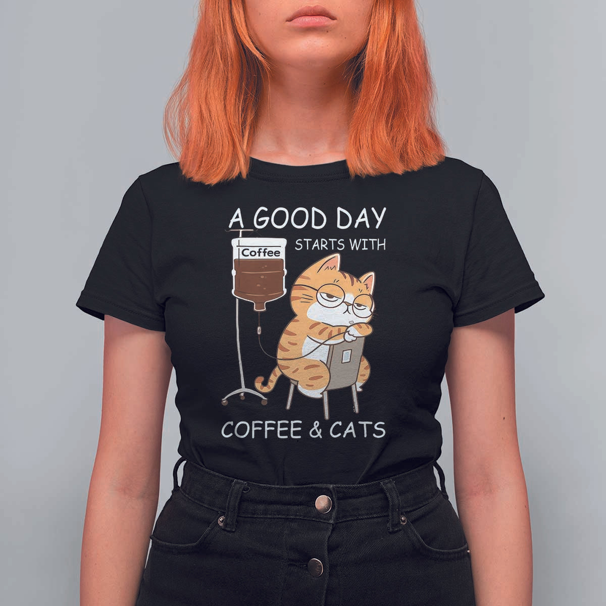 A Good Day Starts With Coffee And Cats T Shirt For Women Funny Purrfect Morning - Wonder Print Shop