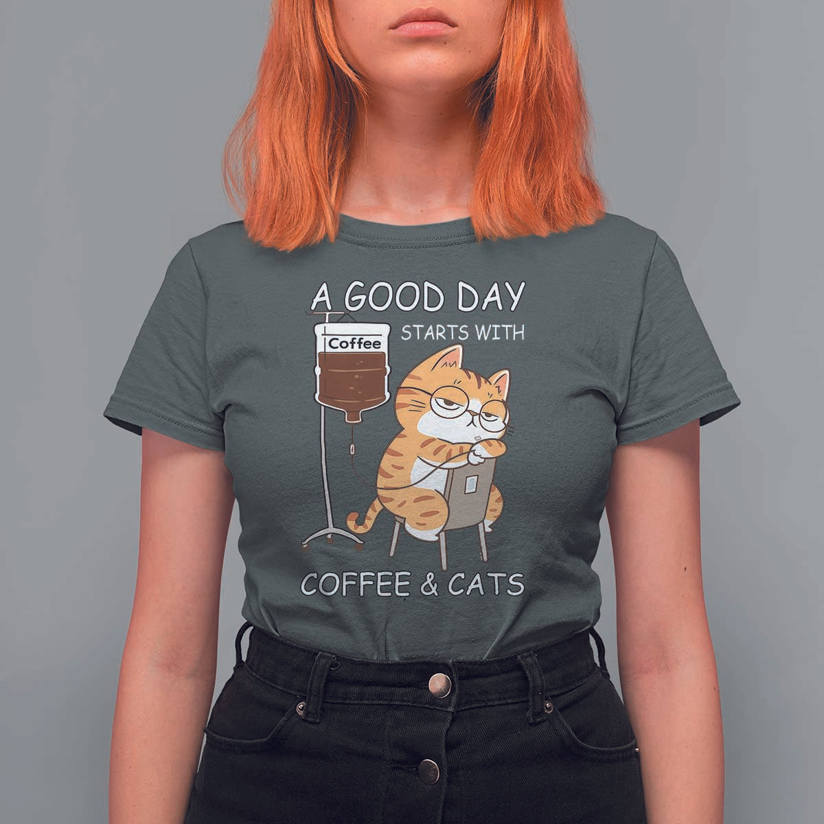 A Good Day Starts With Coffee And Cats T Shirt For Women Funny Purrfect Morning - Wonder Print Shop
