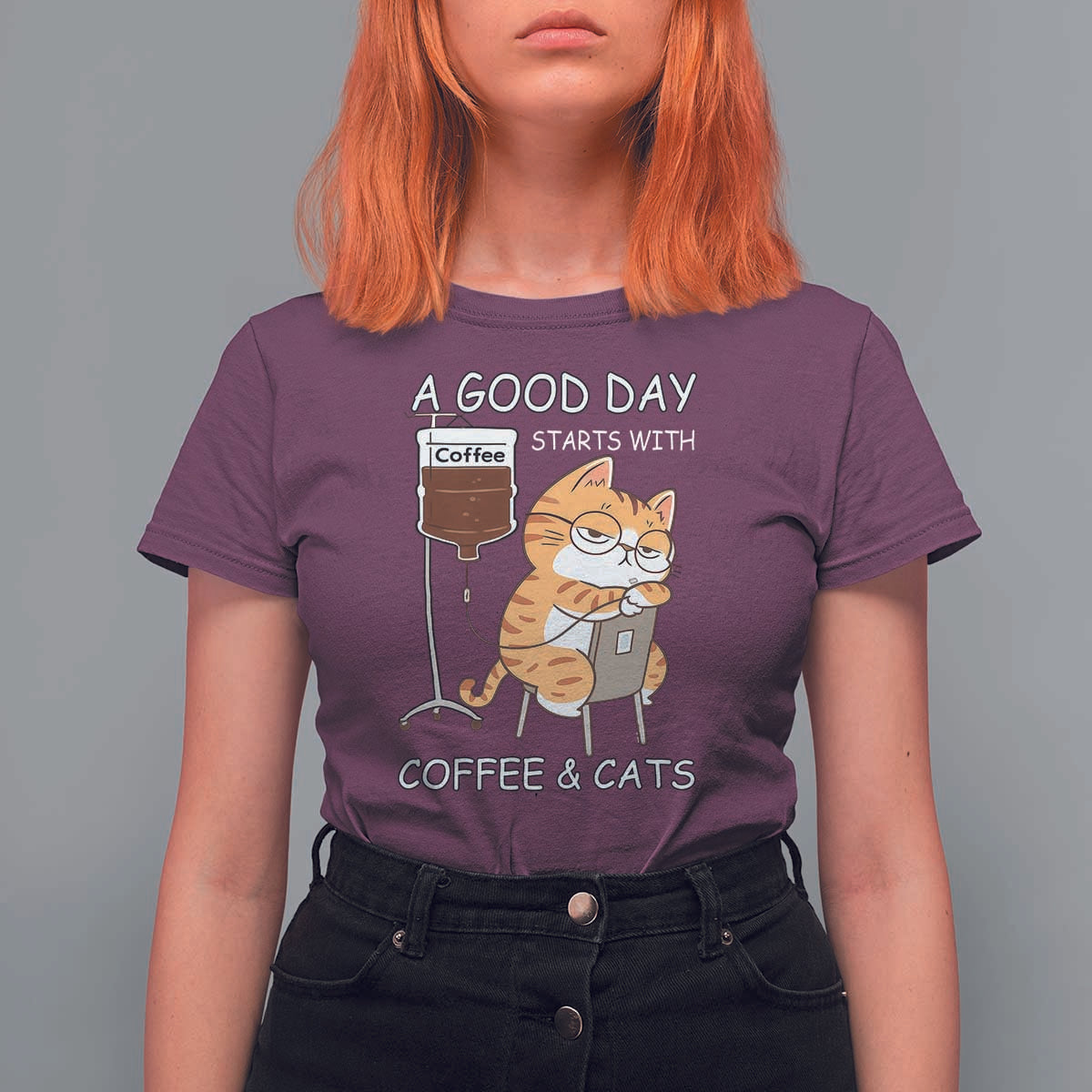 A Good Day Starts With Coffee And Cats T Shirt For Women Funny Purrfect Morning - Wonder Print Shop