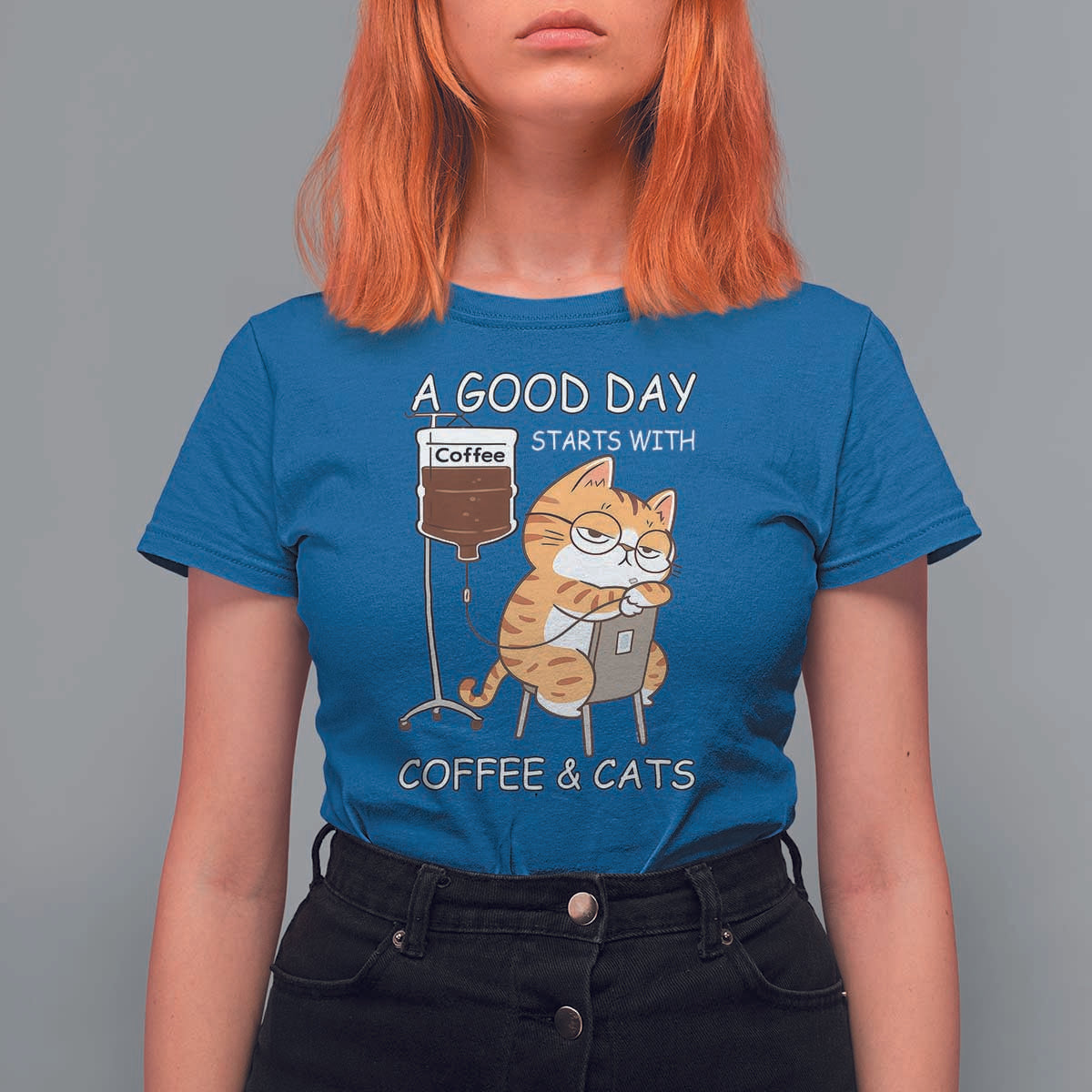 A Good Day Starts With Coffee And Cats T Shirt For Women Funny Purrfect Morning - Wonder Print Shop