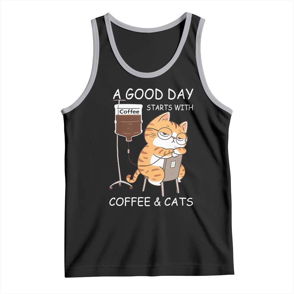 A Good Day Starts With Coffee And Cats Tank Top Funny Purrfect Morning - Wonder Print Shop