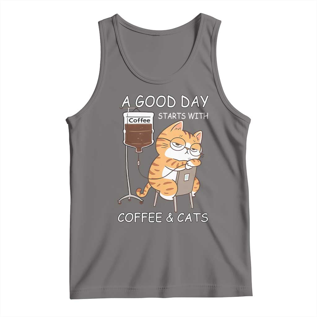 A Good Day Starts With Coffee And Cats Tank Top Funny Purrfect Morning - Wonder Print Shop