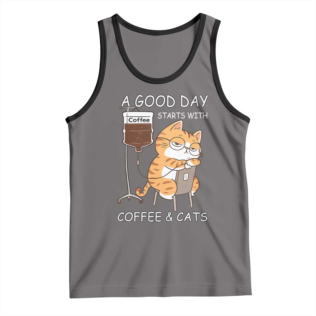A Good Day Starts With Coffee And Cats Tank Top Funny Purrfect Morning - Wonder Print Shop