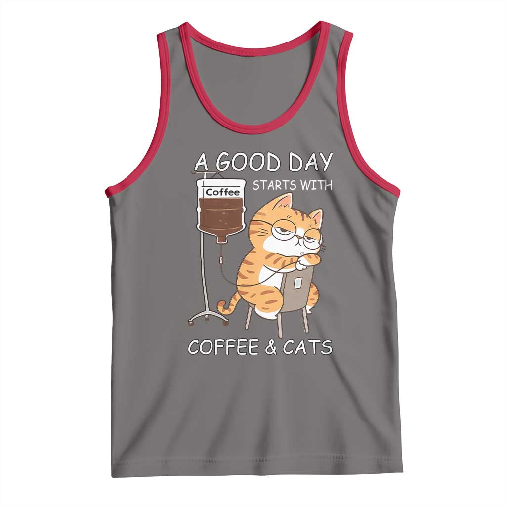 A Good Day Starts With Coffee And Cats Tank Top Funny Purrfect Morning - Wonder Print Shop