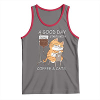 A Good Day Starts With Coffee And Cats Tank Top Funny Purrfect Morning - Wonder Print Shop