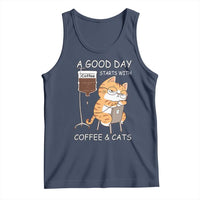 A Good Day Starts With Coffee And Cats Tank Top Funny Purrfect Morning - Wonder Print Shop