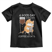 A Good Day Starts With Coffee And Cats Toddler T Shirt Funny Purrfect Morning - Wonder Print Shop