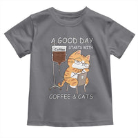 A Good Day Starts With Coffee And Cats Toddler T Shirt Funny Purrfect Morning - Wonder Print Shop