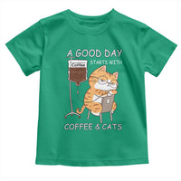 A Good Day Starts With Coffee And Cats Toddler T Shirt Funny Purrfect Morning - Wonder Print Shop