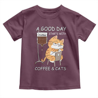 A Good Day Starts With Coffee And Cats Toddler T Shirt Funny Purrfect Morning - Wonder Print Shop