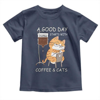 A Good Day Starts With Coffee And Cats Toddler T Shirt Funny Purrfect Morning - Wonder Print Shop