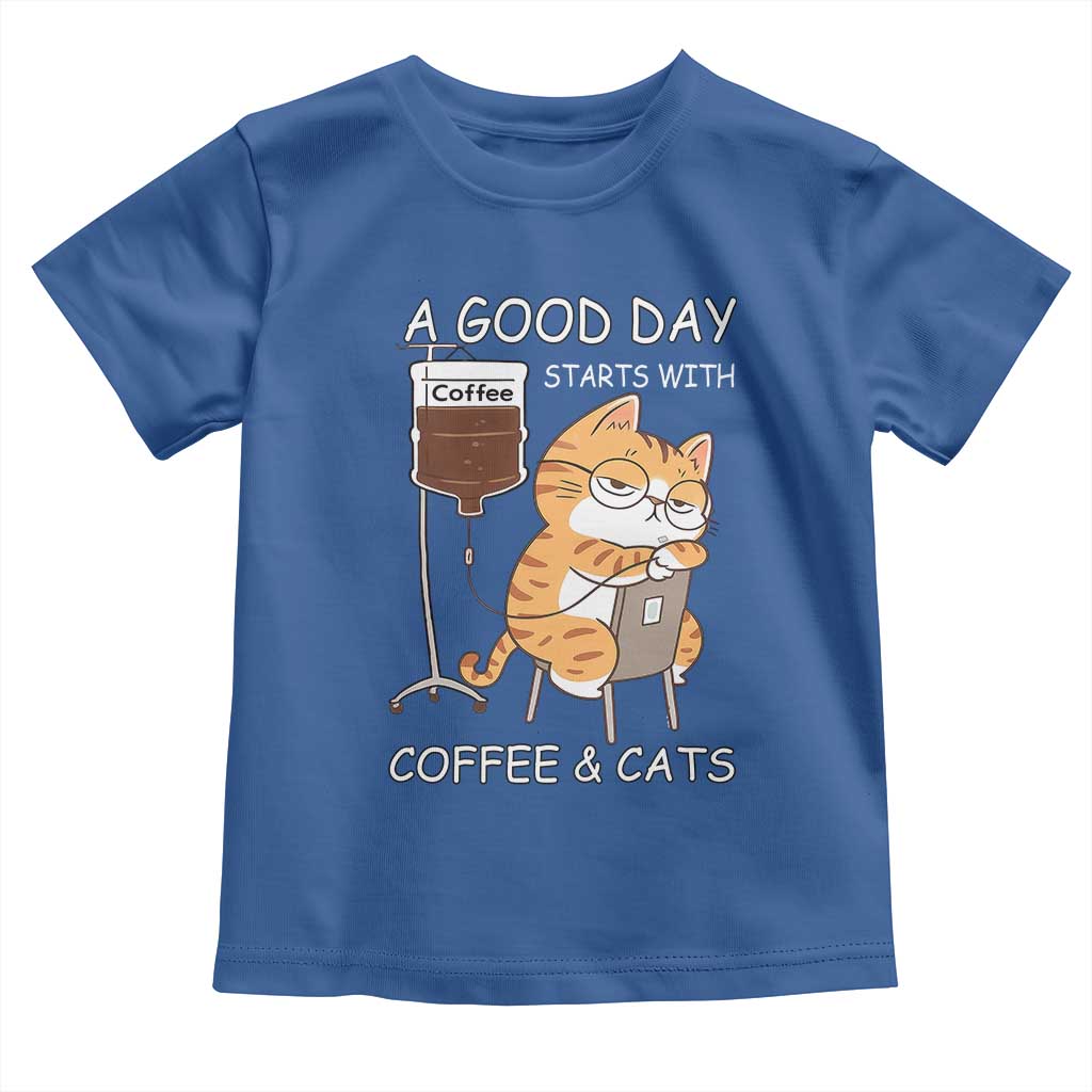 A Good Day Starts With Coffee And Cats Toddler T Shirt Funny Purrfect Morning - Wonder Print Shop