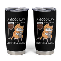 A Good Day Starts With Coffee And Cats Tumbler Cup Funny Purrfect Morning
